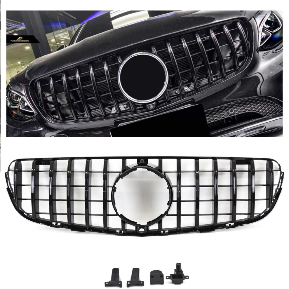 Front Grille Gloss Mercedes Glc X253 C253 2015-2019 Panamericana Gt Style Black 7426938452149