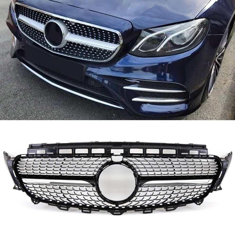 Front Bumper Grille Mercedes E Class W213 S213 2016-2020 Amg Diamond Style Black 7426938452224