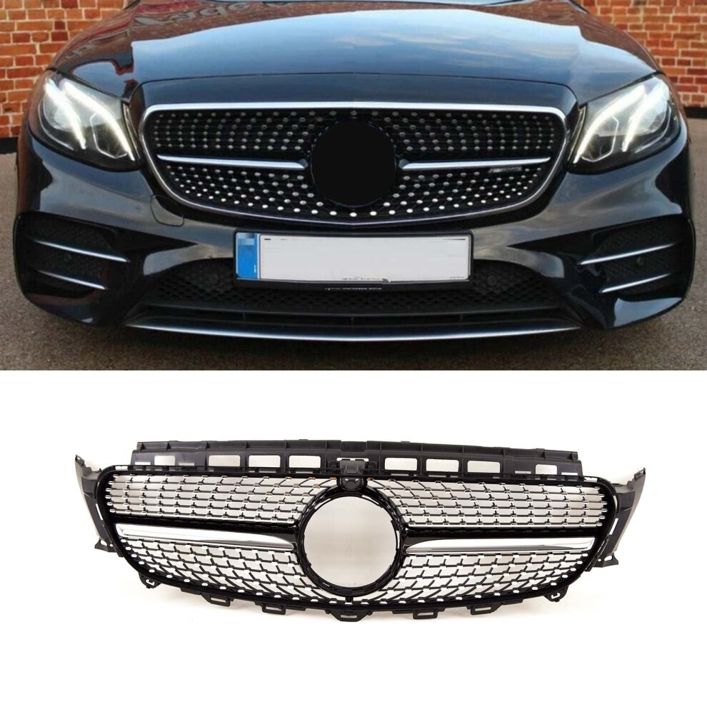 Front Bumper Grille Mercedes E Class W213 S213 2016-20 Amg Diamond Style Black 9145588377548