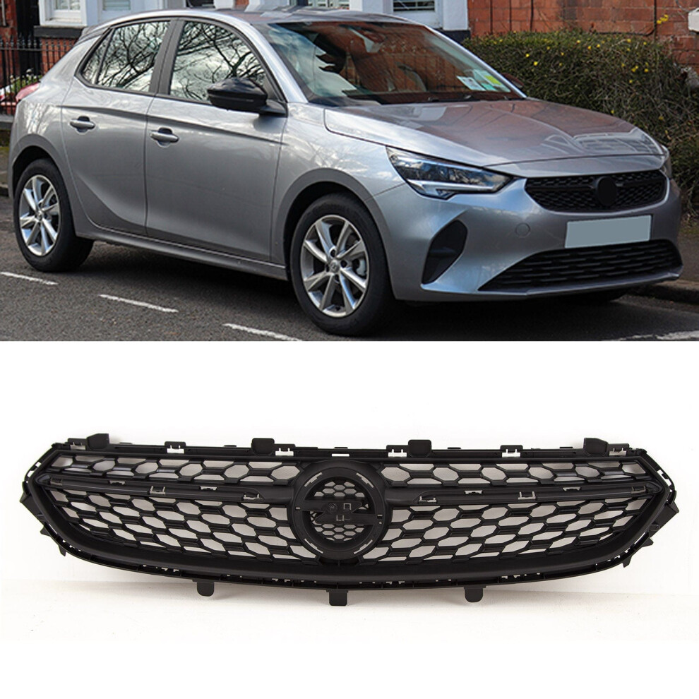 Front Bumper Main Center Grille Vauxhall Corsa F 2020- Black 9145588447852