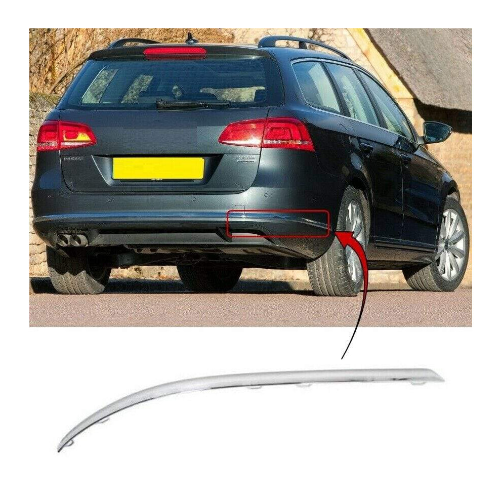Rear Bumper Moulding Chrome O/S Right Vw Passat B7 2011-2014 Estate Brand New 7426860438655