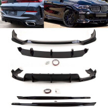 Fits BMW X6 G06 2019- Front Splitter Rear Diffuser Skirts Gloss Black