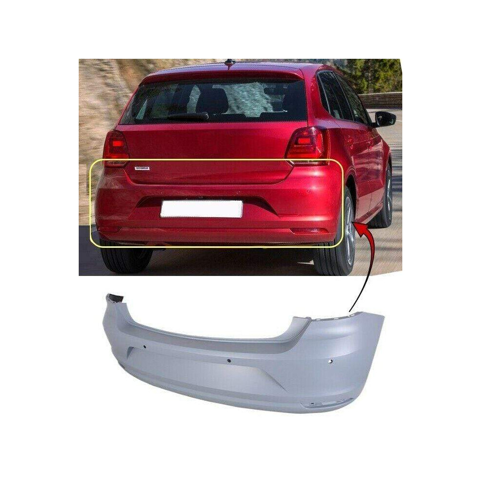Fits VW Polo 2014-2017 Rear Bumper Primed With 4 Sensor Holes Standard Models - Image 3