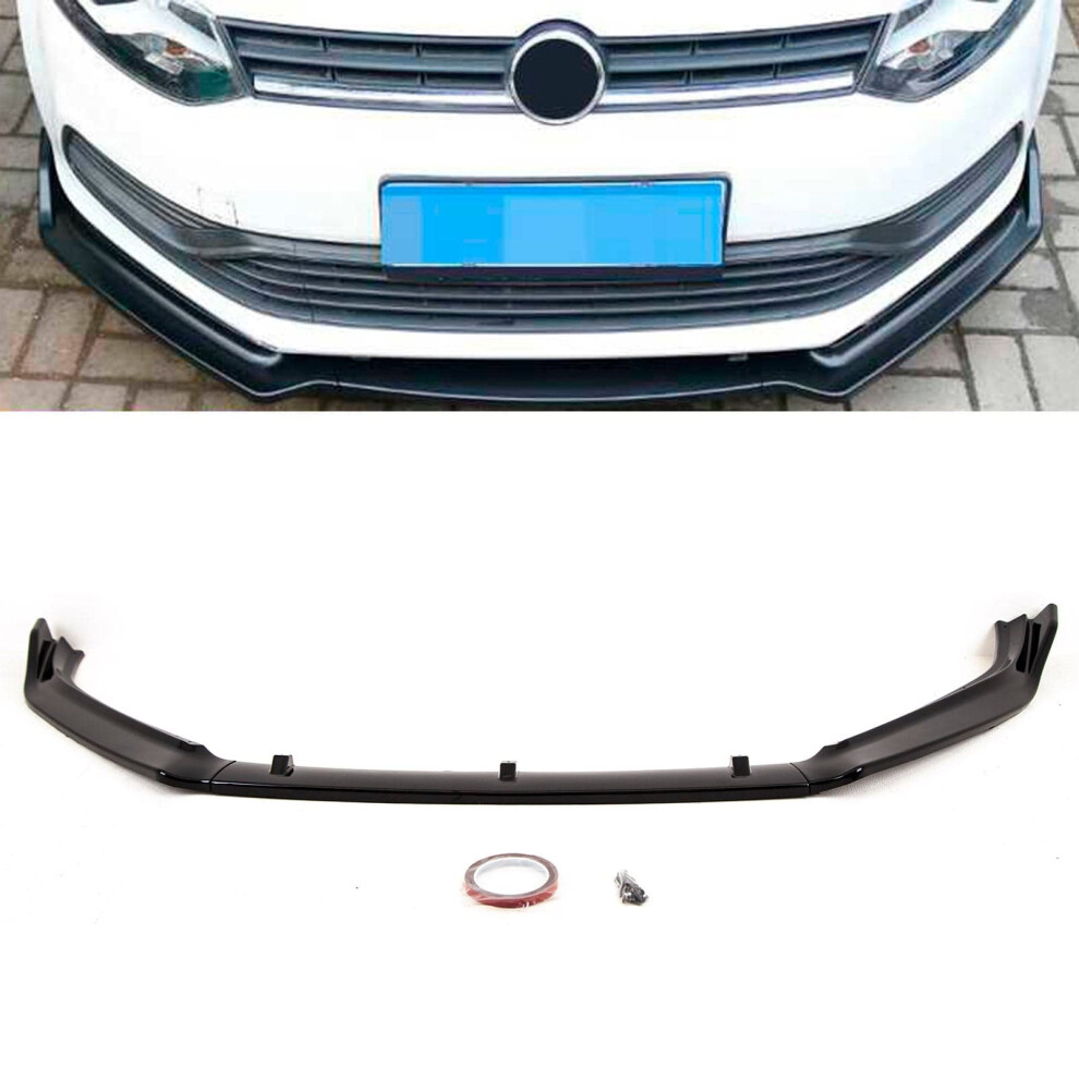 Front Lip Splitter Spoiler Gloss Vw Polo Mk5 6C 2014-2017 Black 9145588450401