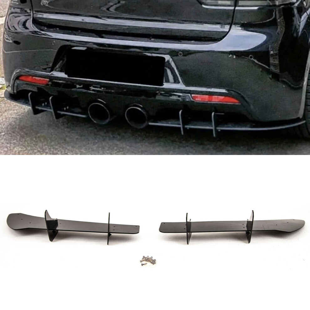 Rear Bumper Diffuser Blade Style Splitters Gloss Vw Golf R20 R Mk6 2008-13 Black 9145588450517