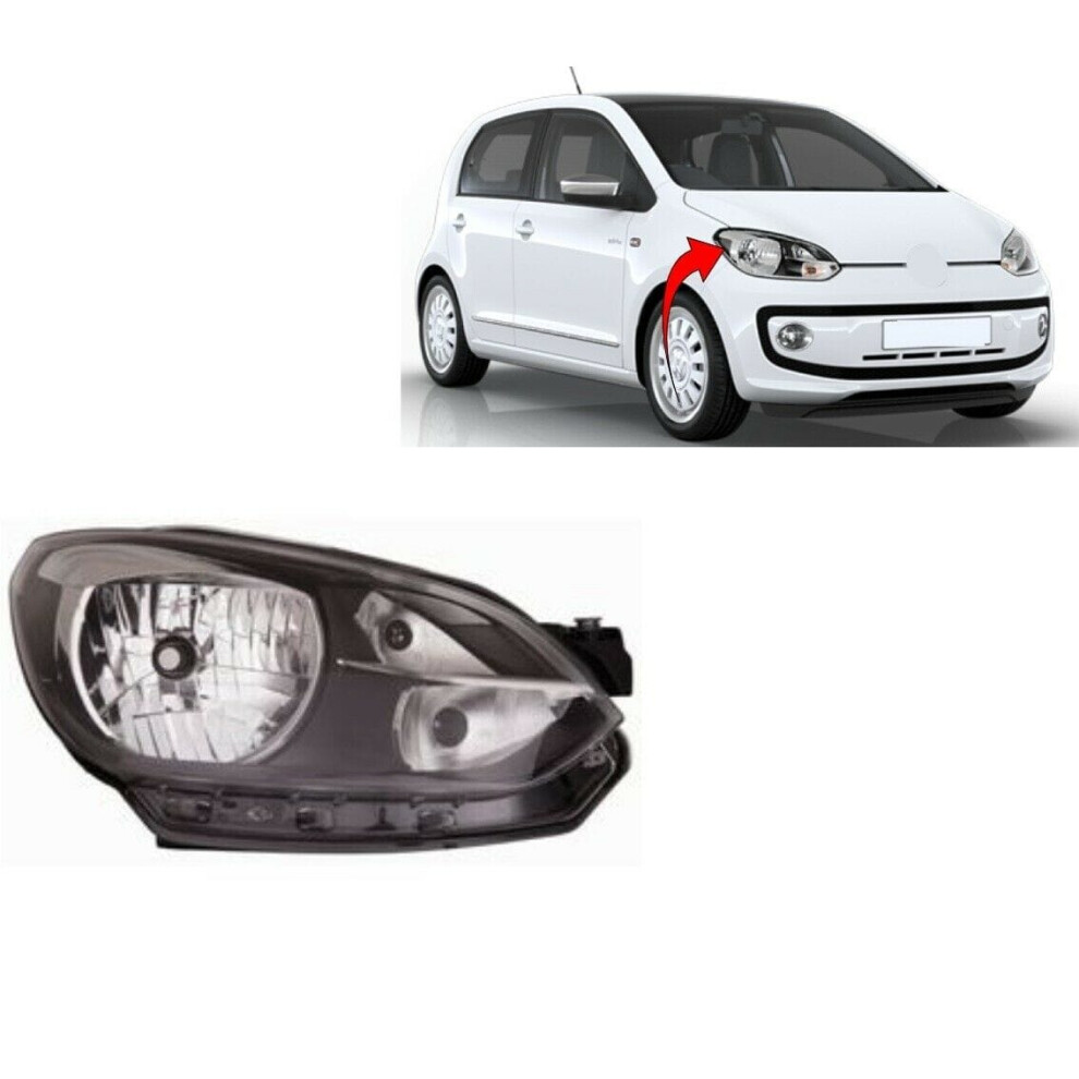 Headlight Headlamp Type Right Side O/S Volkswagen Up 2012-2016 Brand New Black 7426938494385