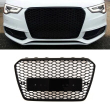 Front Main Grille RS5 Style Gloss Honeycomb Badgeless Fits Audi A5 S5 2012-2016