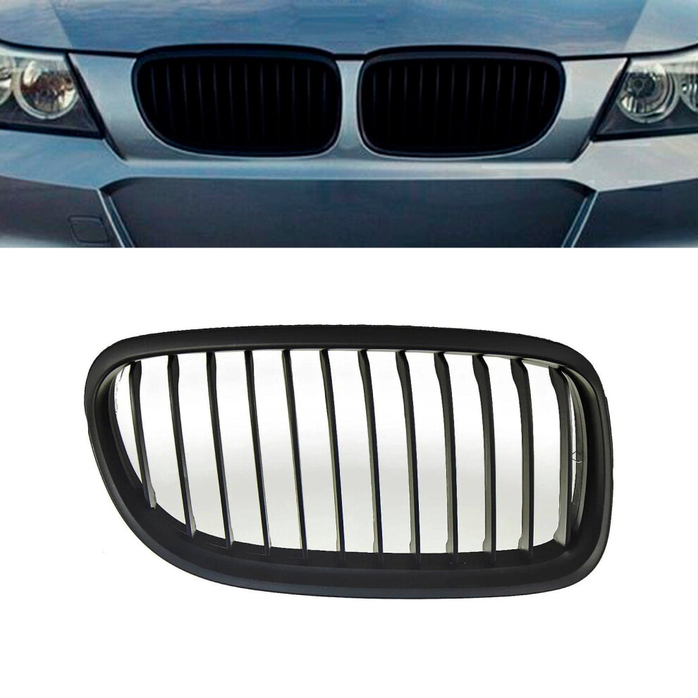 Kidney Grille Matte Driver Side Bmw 3 E90 E91 2008-2012 Saloon & Estate Black 9145588378781