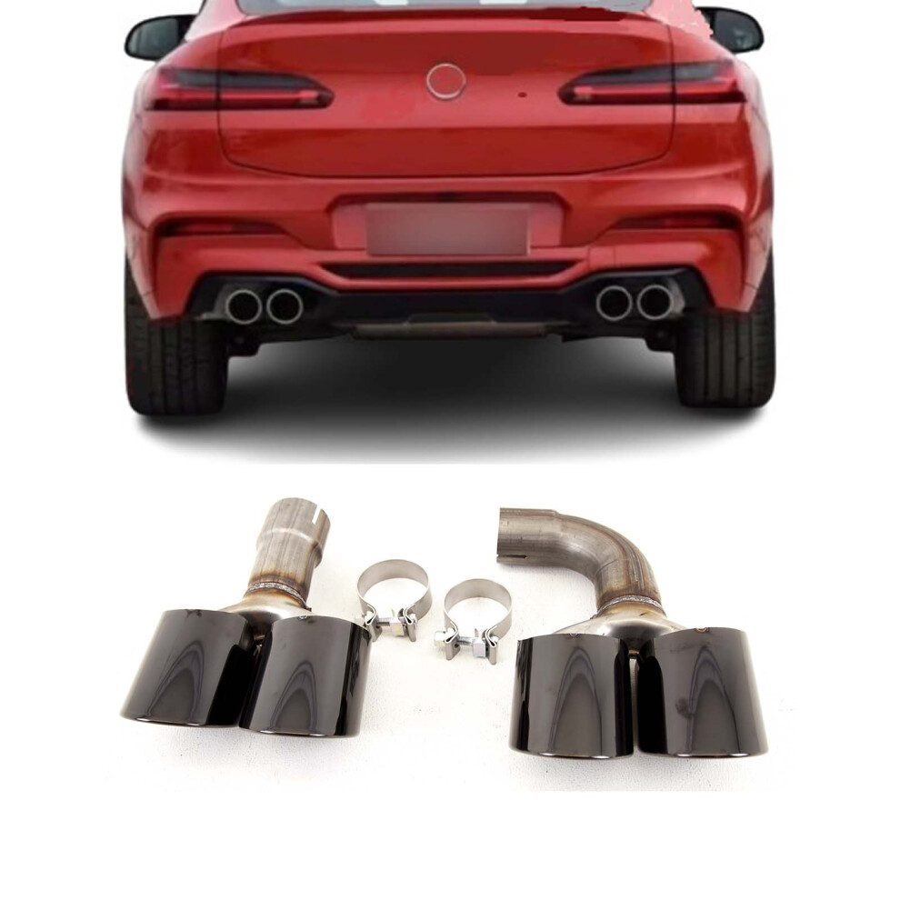 Exhaust Tips Tailpipe Muffler Silencer Quad X4m Style Gloss Bmw X4 G02 Black 9145588448293