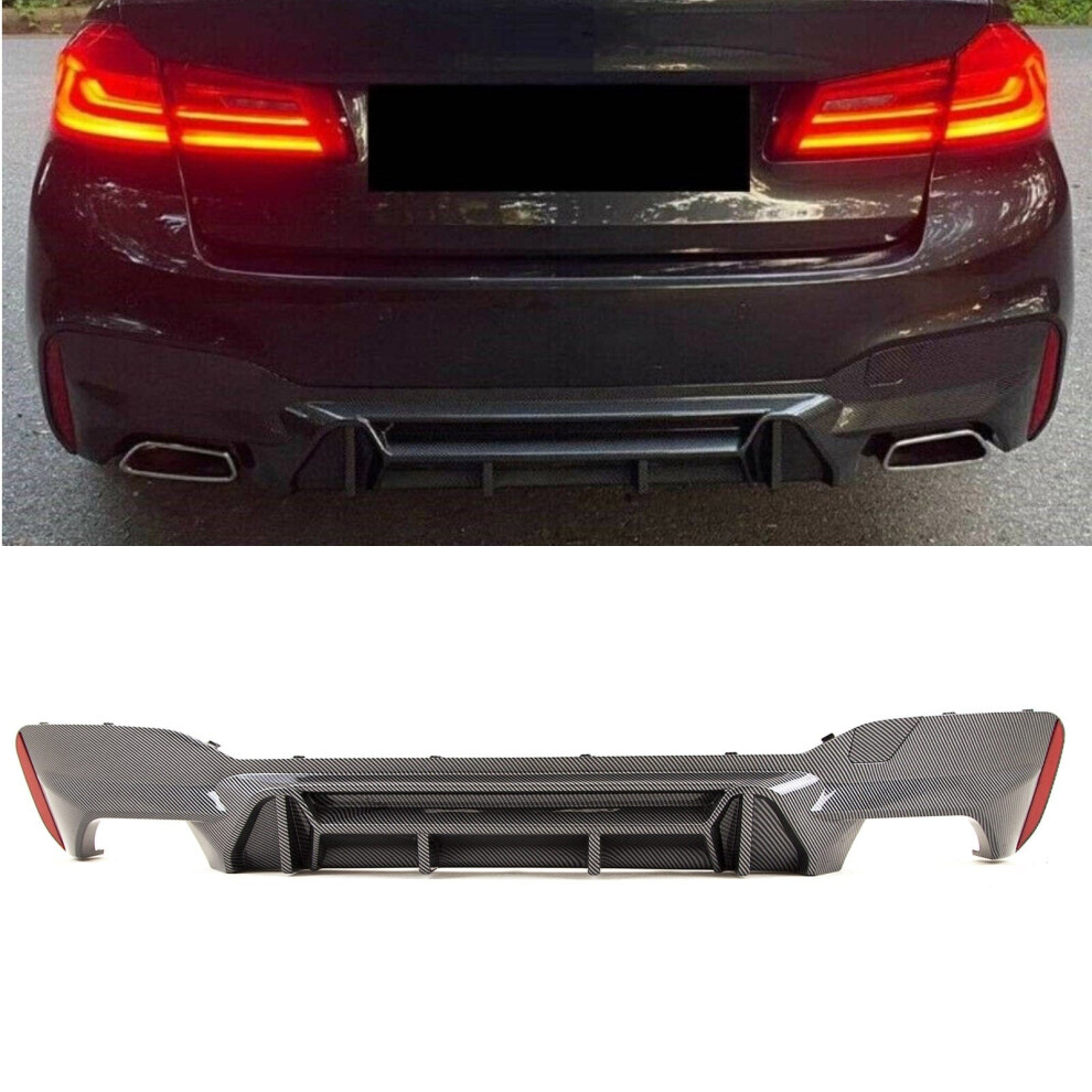 Rear Bumper Diffuser Carbon Look Bmw 5 Series G30 G31 M5 Competition Style 7426938453559
