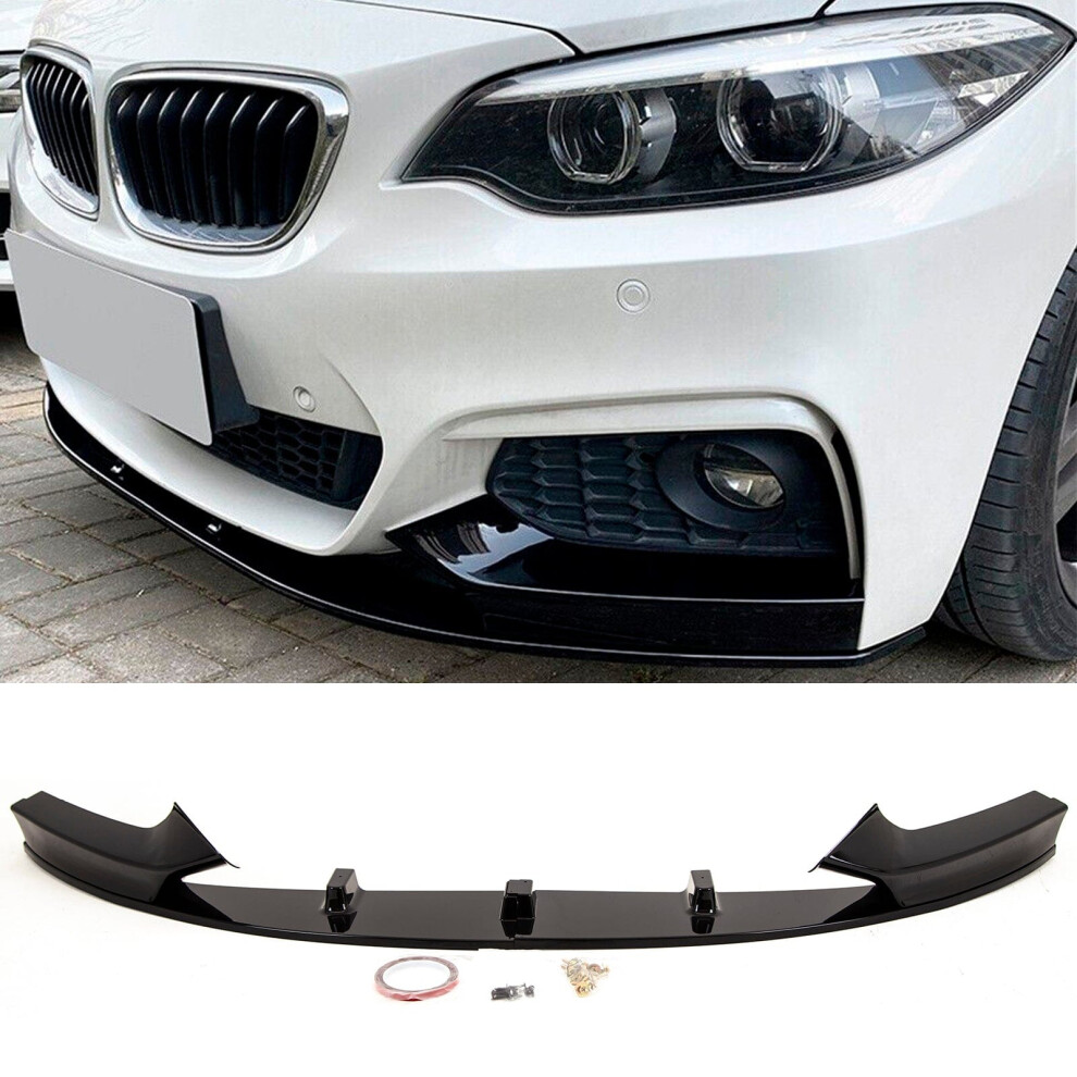 Front Lip Splitter Spoiler Gloss M Performance Style Bmw 2 Series F22 F23 Black 9145588377562