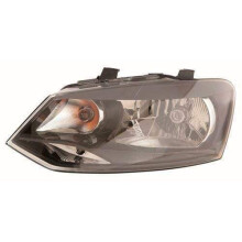 Headlight Headlamp Single Reflector Type Black Passenger Side VW Polo 2009-2014