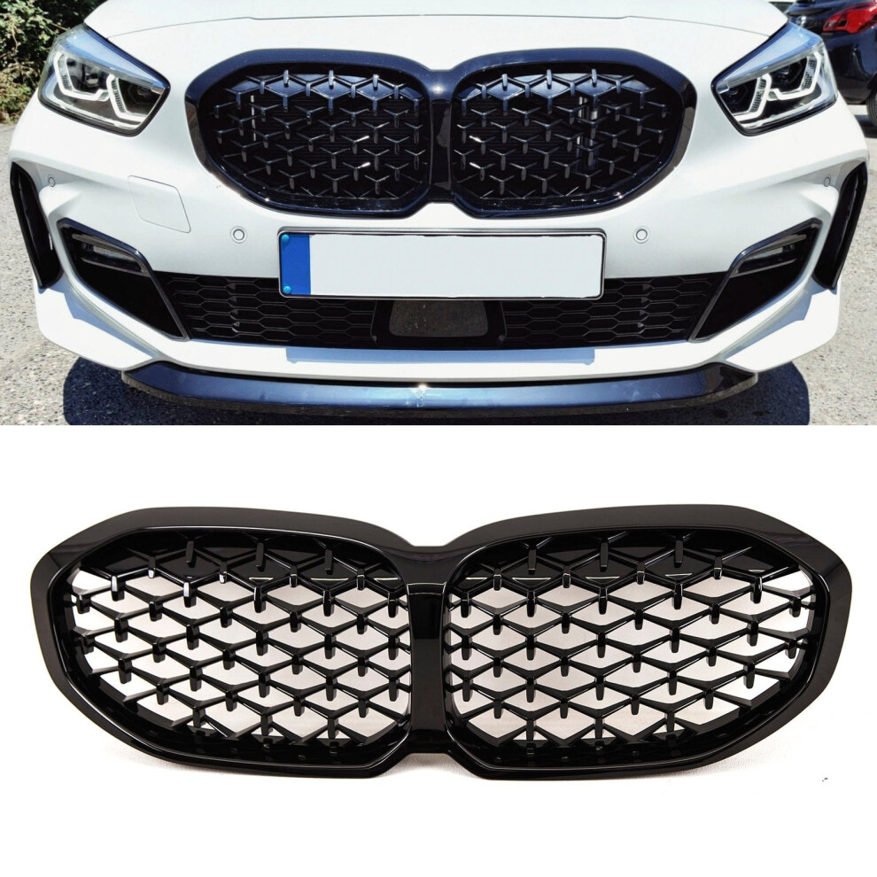 Fits Bmw 1 Series F40 2019- Front Kidney Grilles Gloss Black 9145588380210