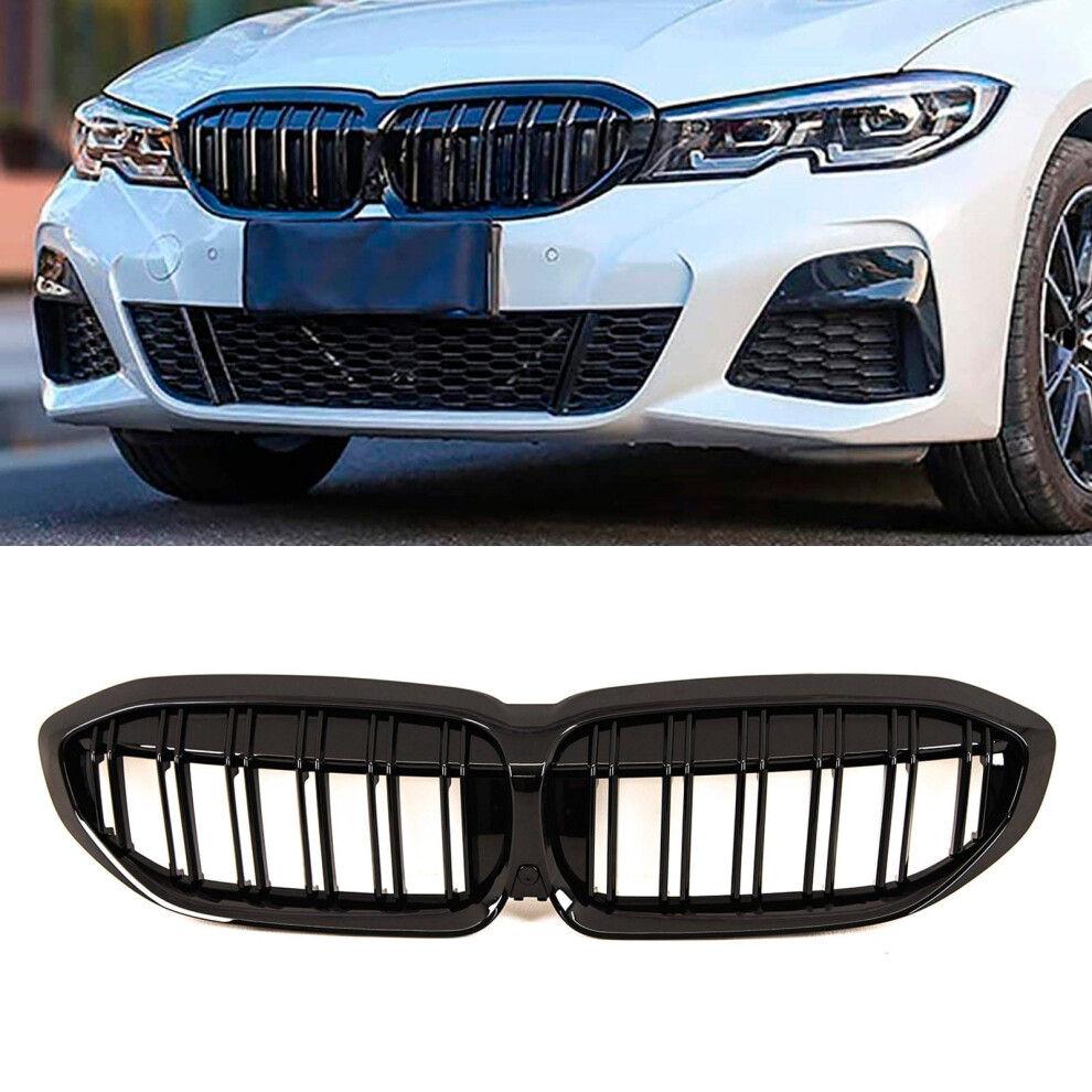 Front Kidney Grilles M Sport Style Gloss Fits Bmw 3 Series G20 G21 2019-22 Black 9145588380258
