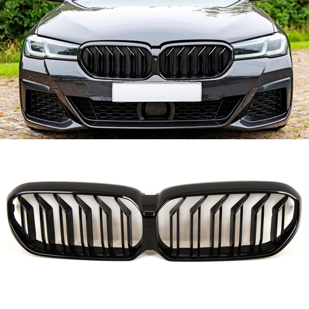 Front Kidney Grilles Double Slats M5 Look Gloss Bmw 5 Series G30 G31 Lci Black 9145588378699