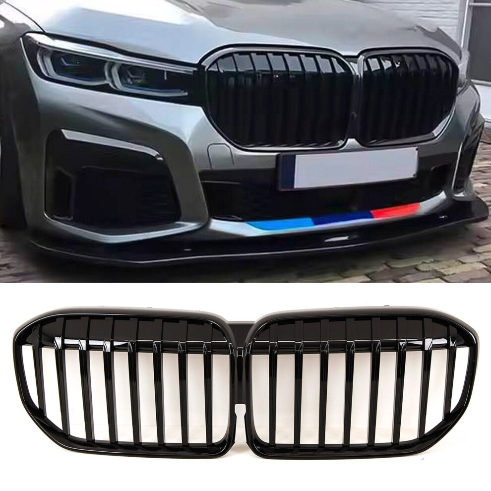 Front Kidney Grilles M Performance Style Gloss Fits Bmw 7 Series G11 G12 Lci 19- Black 9145588380289
