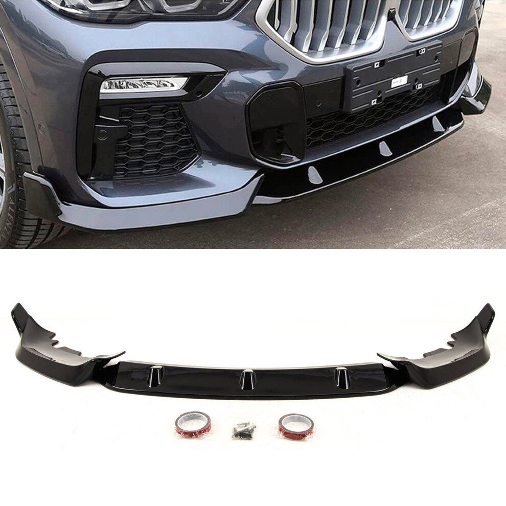 Front Bumper Splitter Lip Spoiler Diffuser Gloss Fits Bmw X6 G06 2019-2022 Black 9145588446374