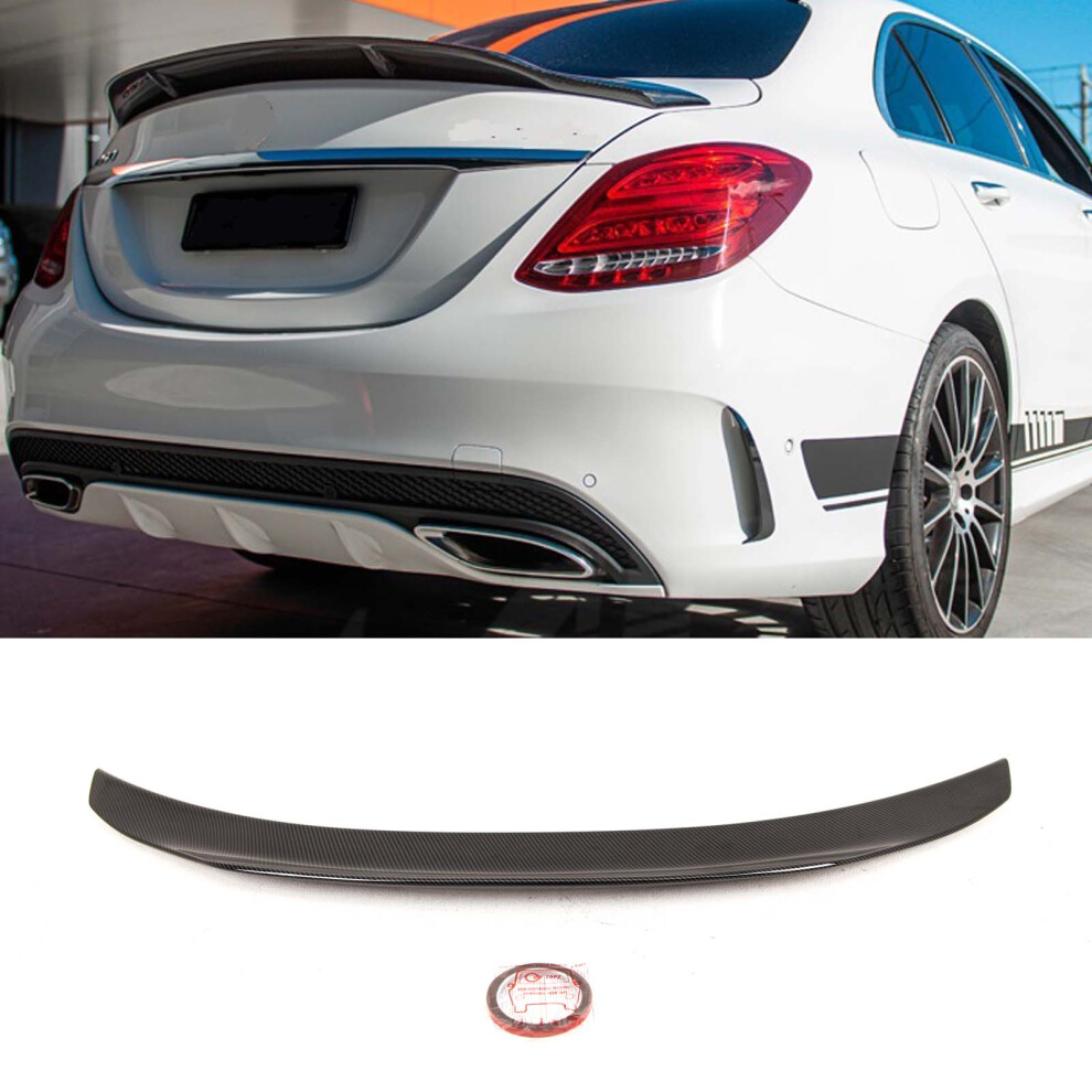 Fits Mercedes C-Class W205 2014-2021 Rear Trunk Boot Lip Spoiler Renntech Carbon Look