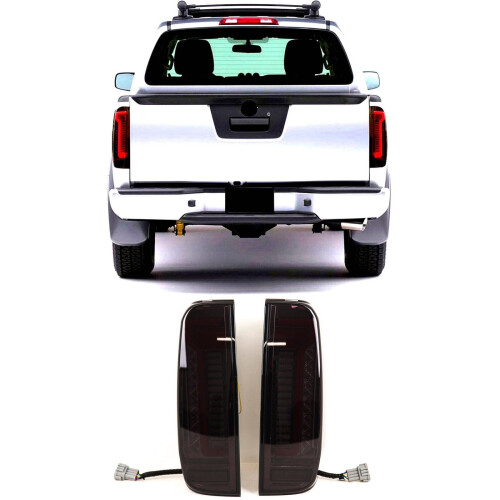 Rear Tail Light Lamp LED Dynamic Smoked Pair For Nissan Navara D40 2005-2015