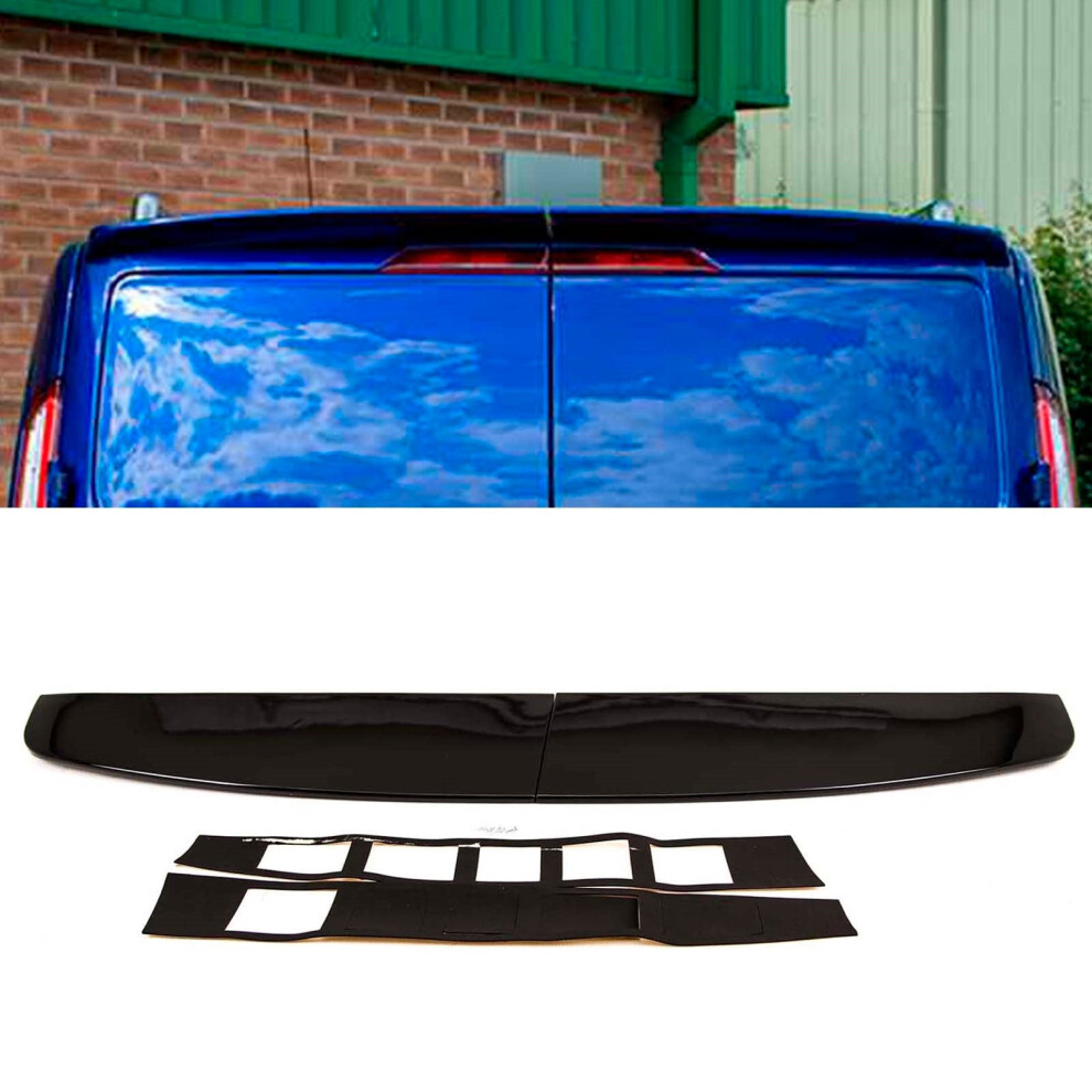 Rear Twin Barn Door Roof Spoiler Gloss Ford Transit Custom 2012-2022 Black 9145588378569