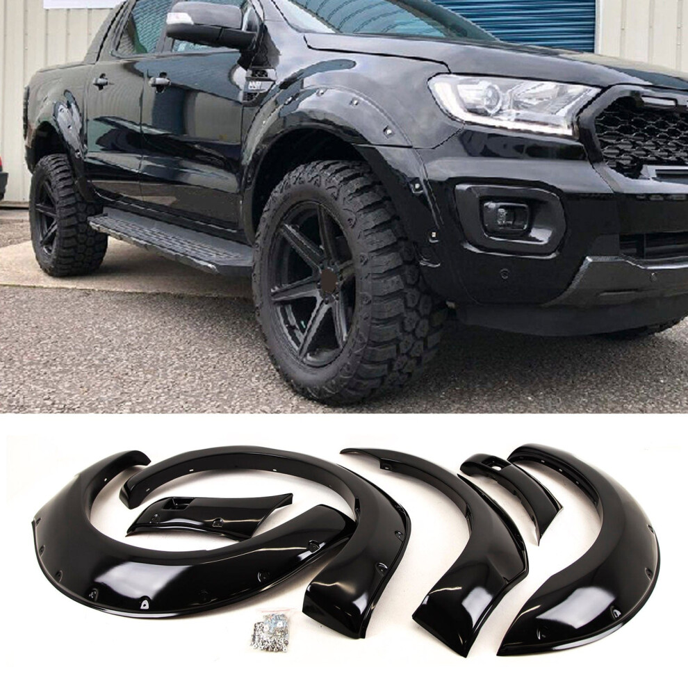 Wheel Arches Extension Fender Flares Set Gloss For Ford Ranger 2019-2022 Black 9145588446718