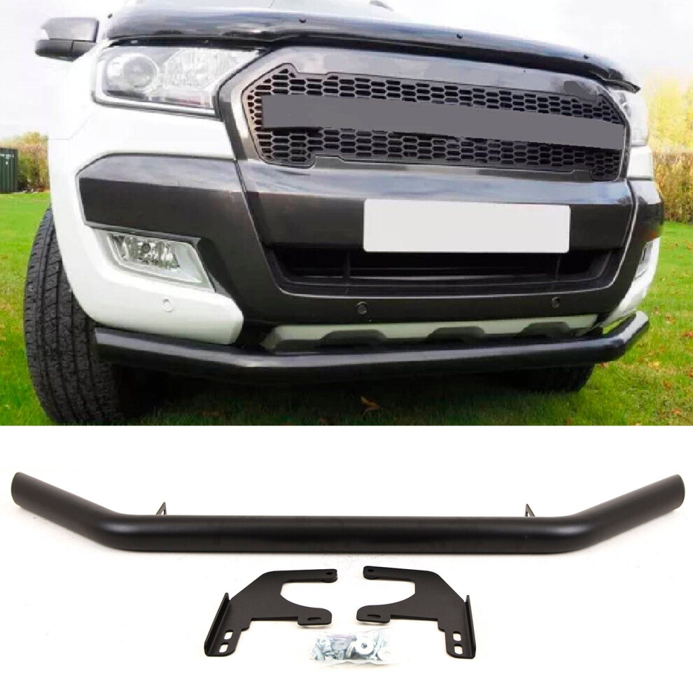Front Bumper City Bar Spoiler Nudge Bull Single Bar For Ford Ranger 09/2015-2022 Black 9145588446800