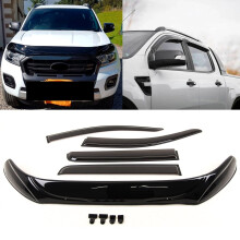 Bonnet Guard & Window Wind Deflectors Set For Ford Ranger T6 Double Cab 2015-22