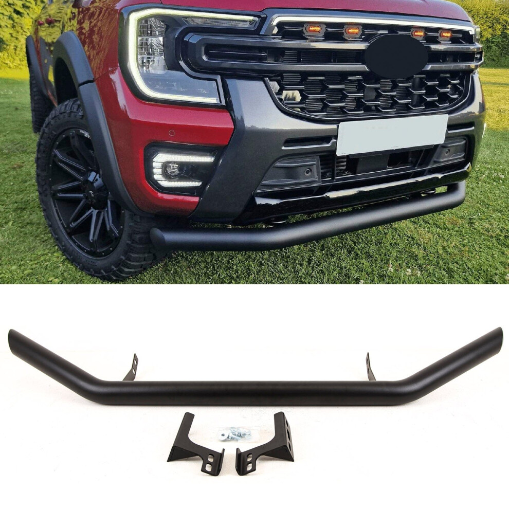 Front Bumper City Bar Spoiler Nudge Bull Bar Single For Ford Ranger T9 2022- Black 9145588446794
