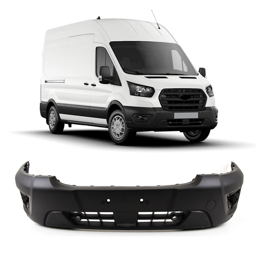 Front Bumper With Pdc & With Tow Eye Cover For Ford Transit Mk8 2019- Black 9145588446053