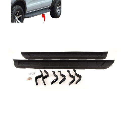 Running Boards Side Steps Black Ford Ranger T7 T8 2019-2022 With Fitting Kit
