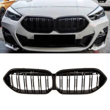 Fits BMW 2 Series F44 2019- Front Kidney Grilles Twin Slats Gloss Black