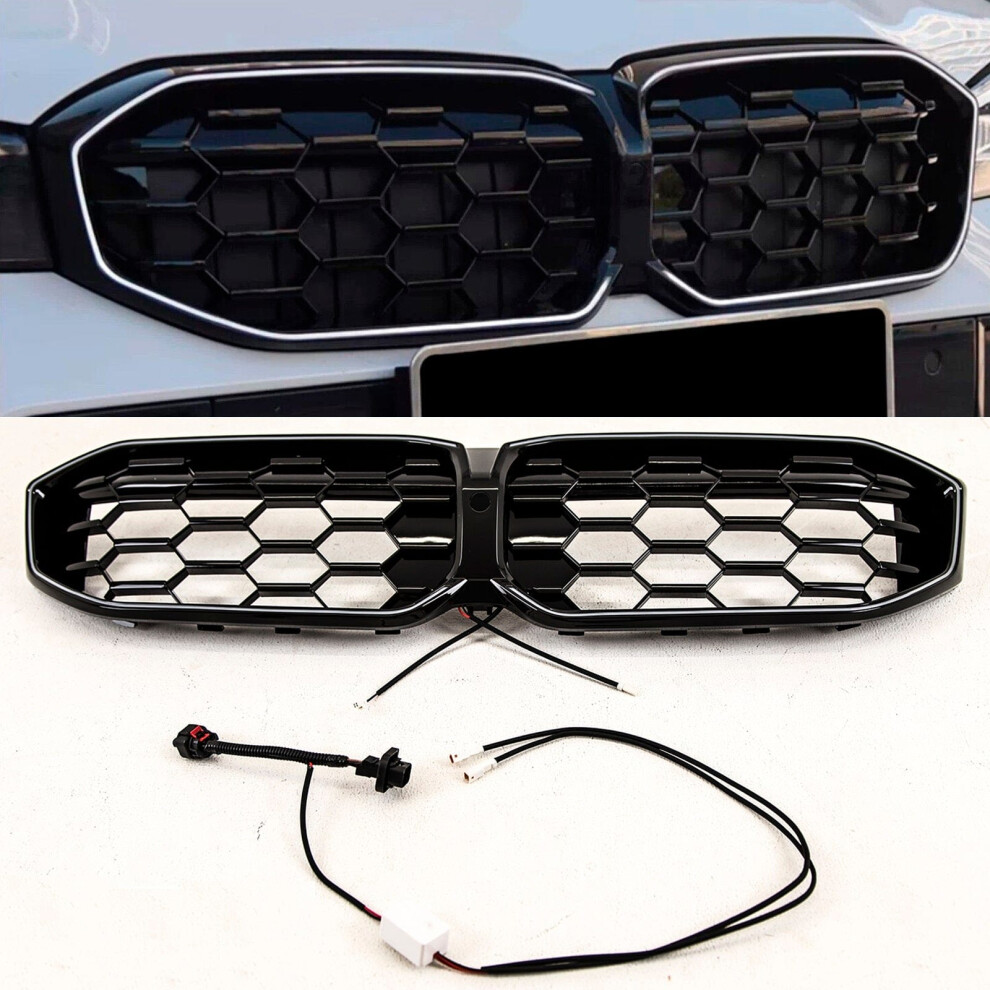 Front Kidney Grille Diamond Style Gloss Led Bmw 3 Series G20 G21 Lci 2022- Black 9145588378750