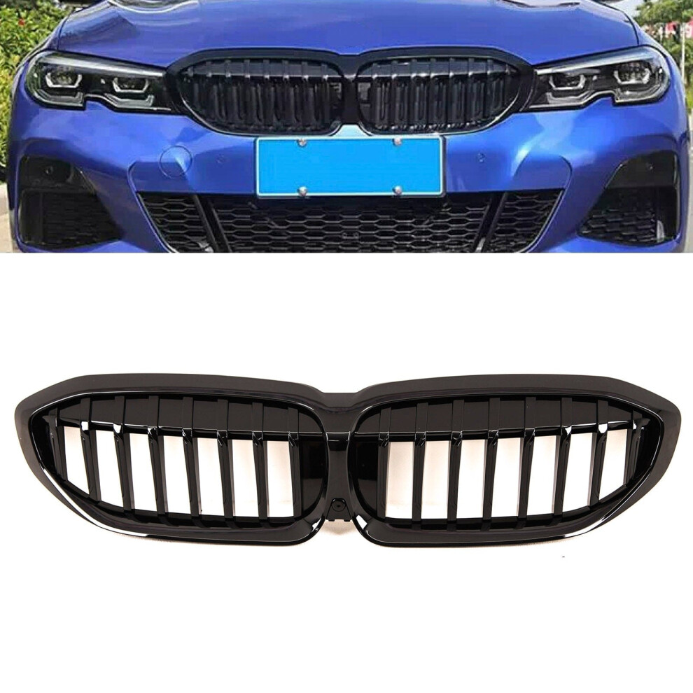 Front Kidney Grilles M Performance Style Gloss Fits Bmw 3 Series G20 G21 2019-22 Black 9145588380241
