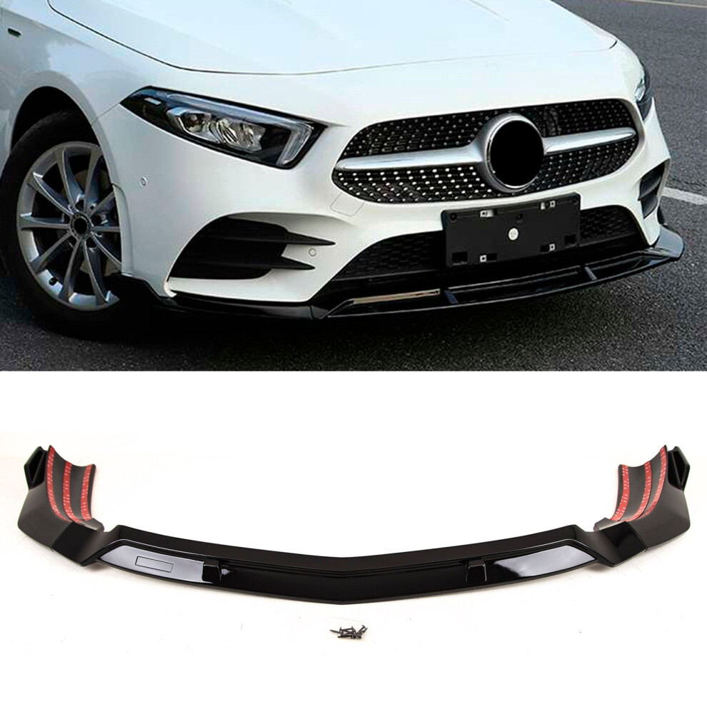 Front Lip Splitter Spoiler Amg Brabus Style Gloss Mercedes A-Class W177 Black 9145588378293
