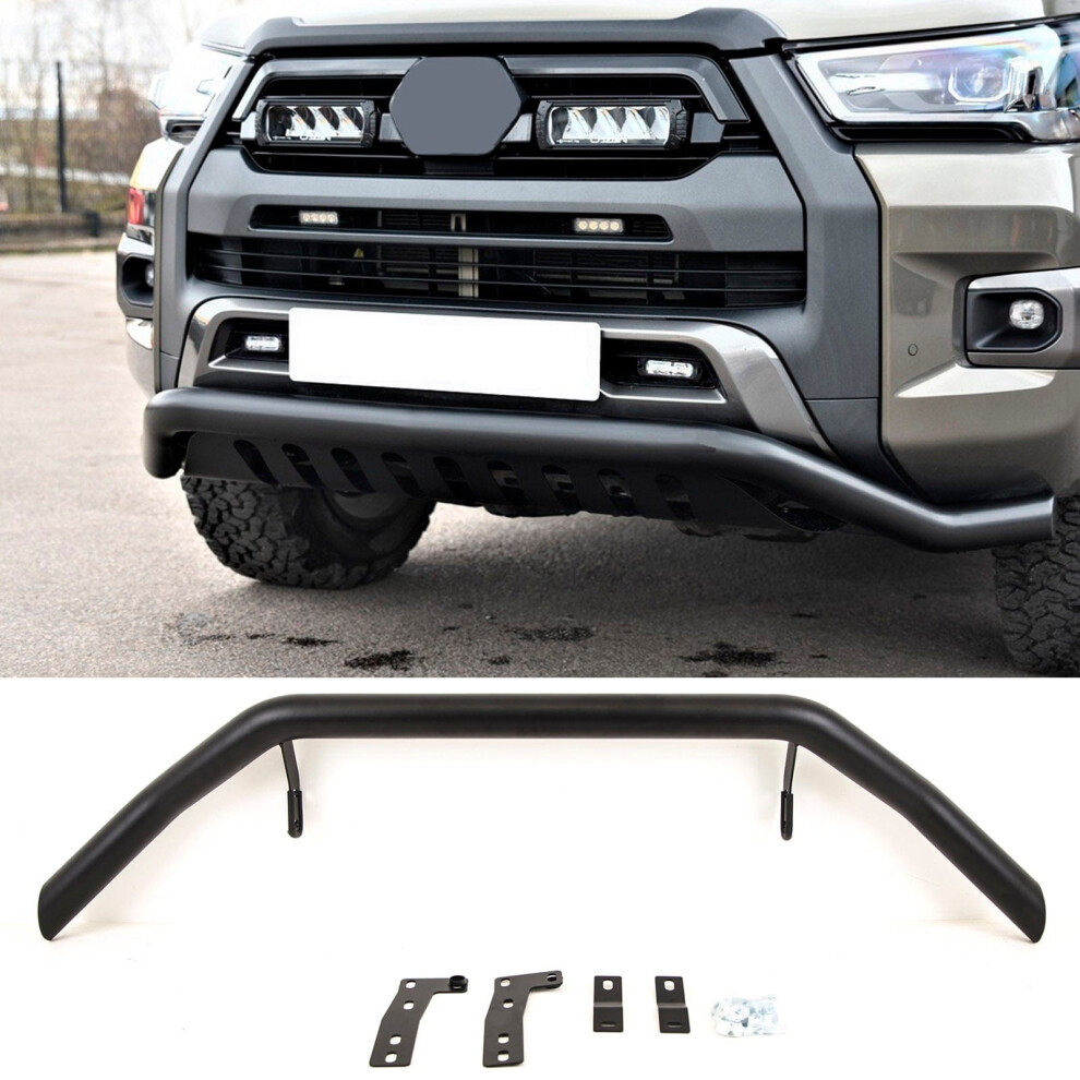Front Bumper City Spoiler Nudge Bull Bar For Toyota Hilux 2020- Black 9145588446640