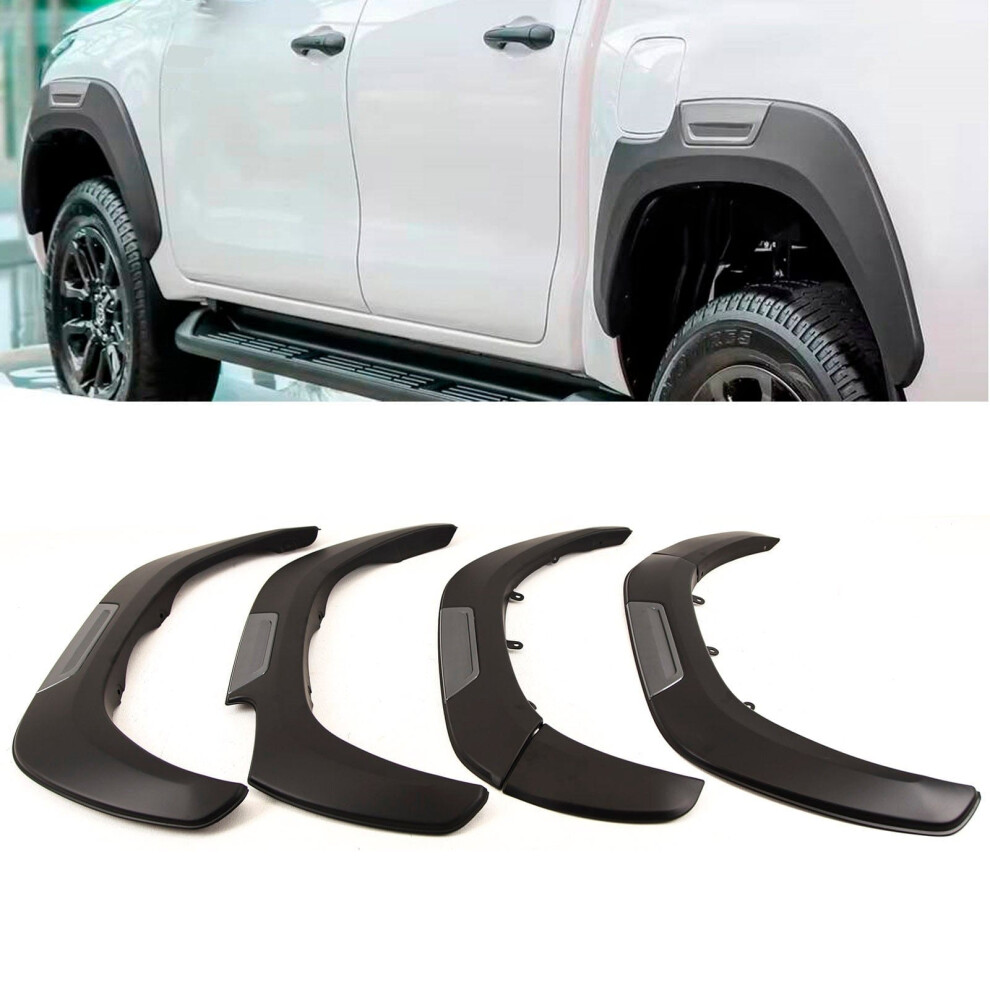 Wheel Arches Fender Flares & For Toyota Hilux Mk8 2016-2018 Black/Silver 9145588446619