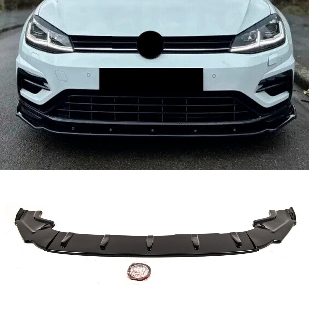 Front Splitter Spoiler Lip Gloss Black Fits VW Golf MK7.5 R GTD GTI 2017-2020 - Image 3