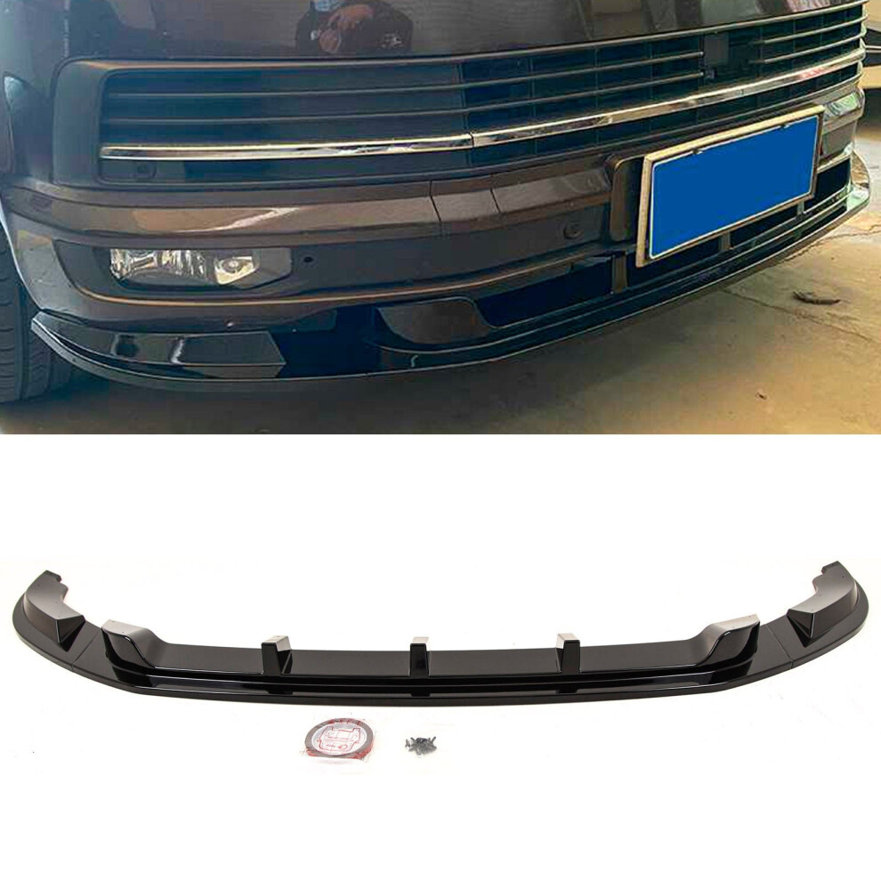 Front Lip Splitter Spoiler Gloss Vw Transporter T6 2015-2019 Black 9145588377845