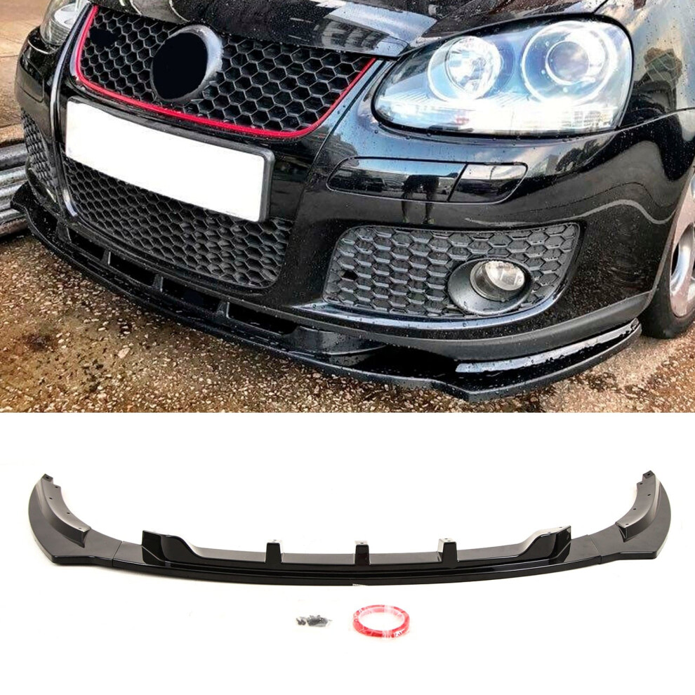 Front Lip Splitter Spoiler Gloss Fits Vw Golf Mk5 Gti Gt Tdi 2004-2009 Black 9145588447463