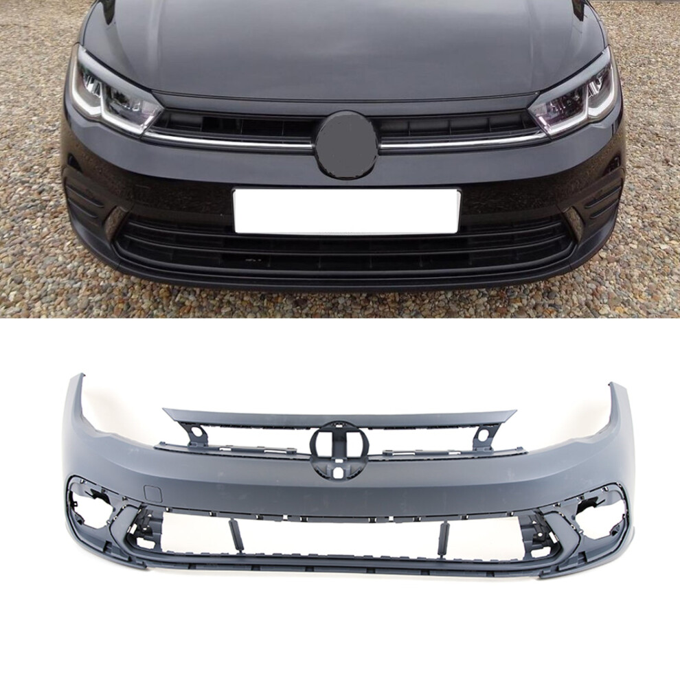 Front Bumper Without Pdc & Washer Holes Primed Vw Polo Mk6 2017- 9145588446411