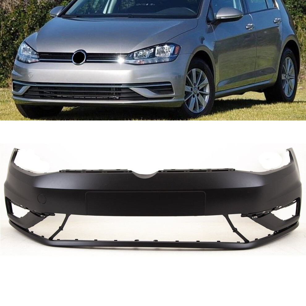 Front Bumper Primed No Washer Holes No Pdc Vw Golf Mk7.5 2017-2020 New 9145588377654