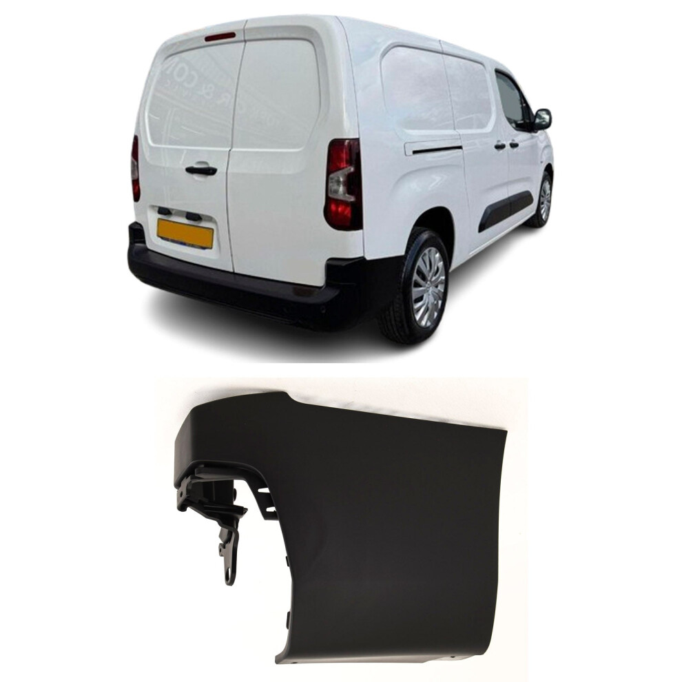 Rear Bumper Corner Twin Door O/S Partner Berlingo Doblo Proace Combo 2018- Black 9145588439314