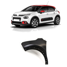 Front Wing Primed W/Wheel Arch Trim Holes Left Side For Citroen C3 2016-2024