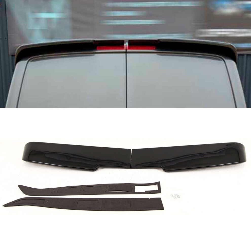 Twin Barn Door Rear Roof Boot Spoiler Gloss Vw Transporter T5 T6 2003-2021 Black 9145588377821