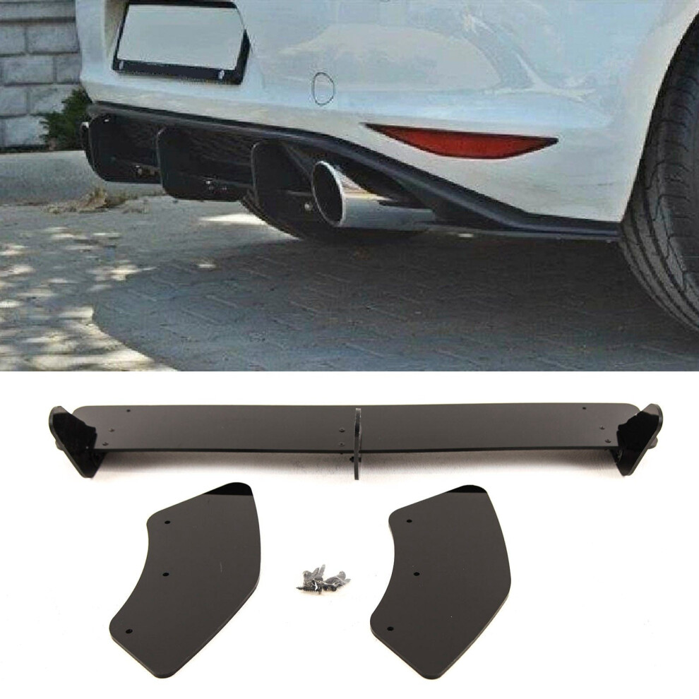 Rear Diffuser W/ Side Splitters Blade Style Gloss Fits Vw Golf Gti Mk7 2013-2016 Black 9145588447456