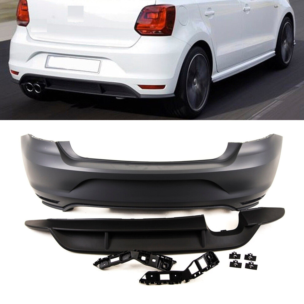 Rear Bumper Complete Primed With Brackets Twin Exhaust Fits Vw Polo Gti 2014-17 9145588446381