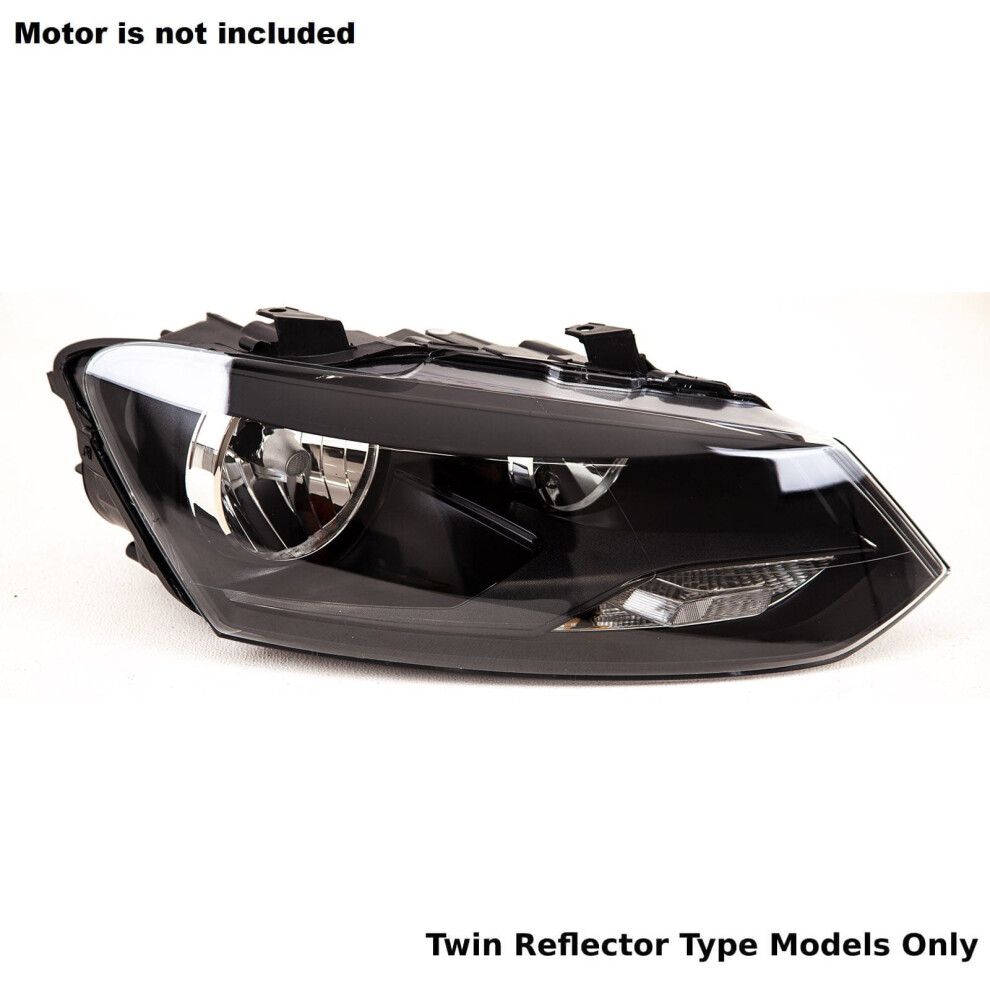 Headlight Headlamp All Twin Reflector Type Driver Side Vw Polo 2009-2014 Black