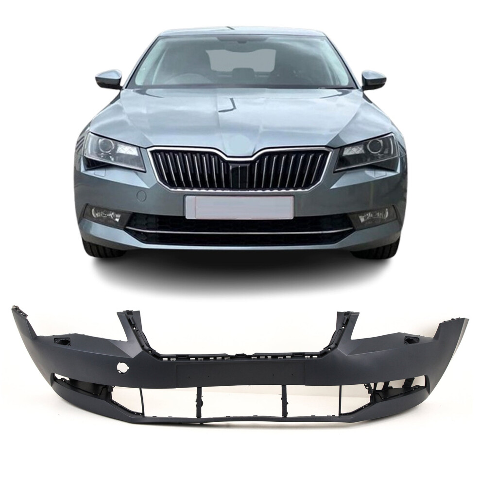 Front Bumper Primed With Washer Holes No Pdc Holes For Skoda Superb 2015 - 2019 9145588440167