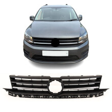 Front Bumper Main Grille Mat Black Textured W/Chrome Moulding VW Caddy 2015-2021