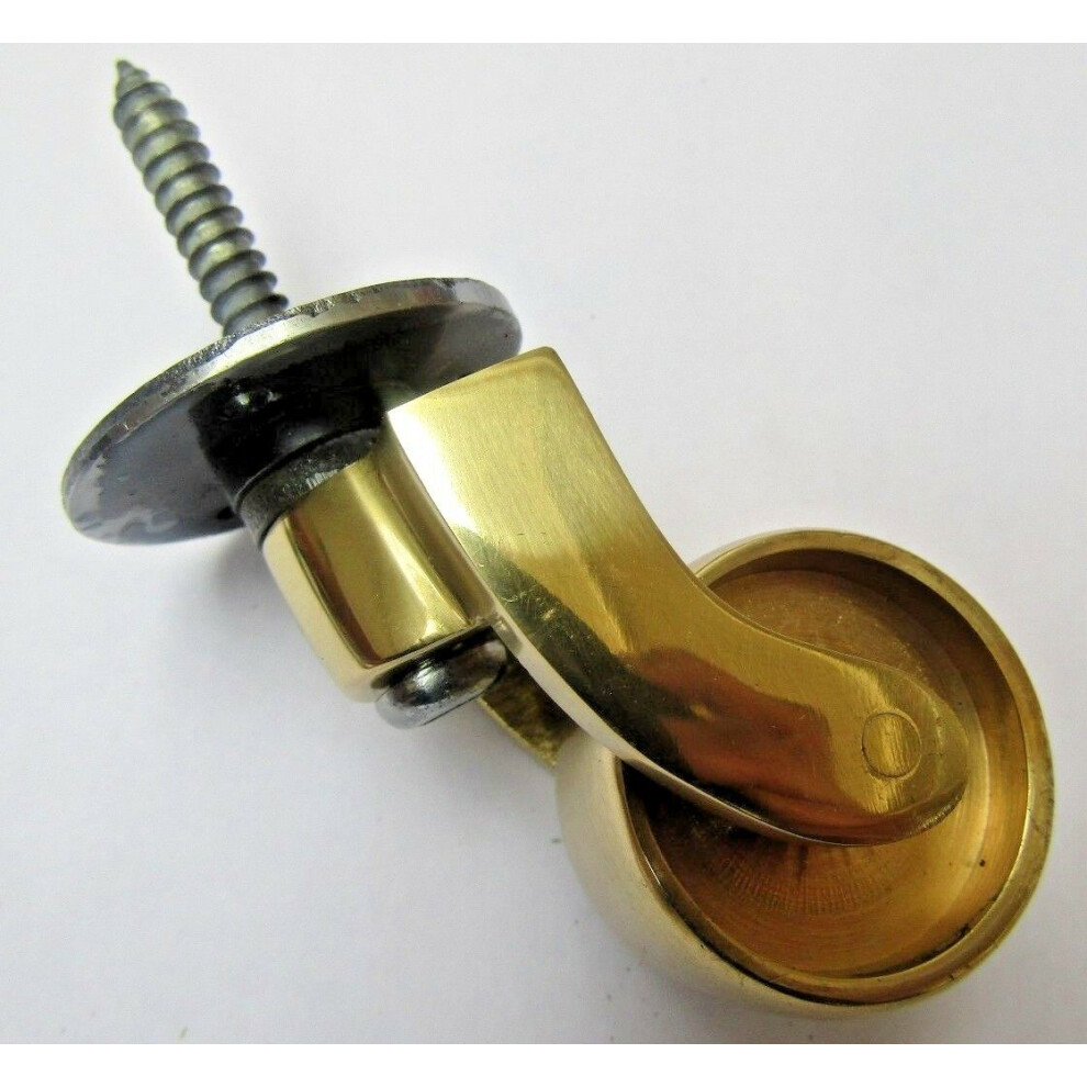 Polished Brass Swivel Castor Wheel Screw-In Furnit 5057067909925